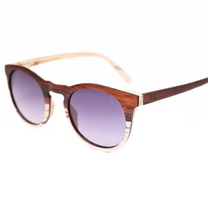 Sustainable Ice Beech and Ebony Wooden Sunglasses Cat-Eye Shape with Polarised UV400 Lenses & Bamboo Case