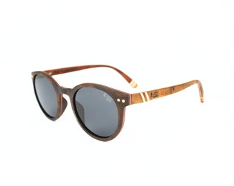 Sustainable Ebony Wood and Bamboo Wooden Sunglasses Cat-Eye Shape with Polarised UV400 Lenses & Bamboo Case