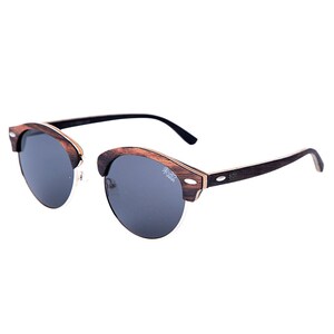 Sustainable Ebony Wood Wooden Sunglasses Semi-Rimless Shape with Polarised UV400 Lenses & Bamboo Case
