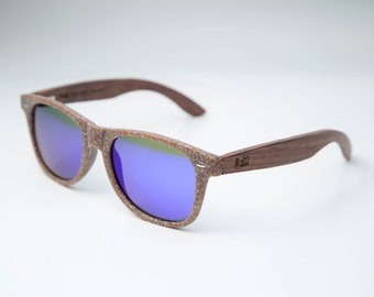 Duurzame koffiekorrel en walnoot houten zonnebril vierkante vorm met gepolariseerde UV400-lenzen en bamboedoos