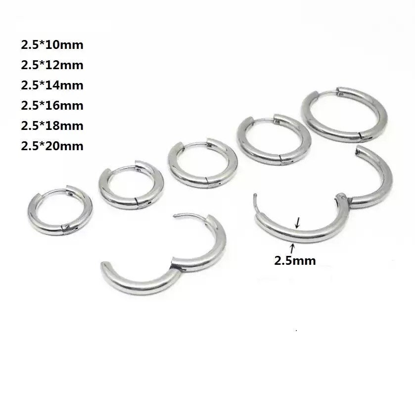 2PC /Set Stainless Steel Small Hoop Earrings for Women Men | Etsy