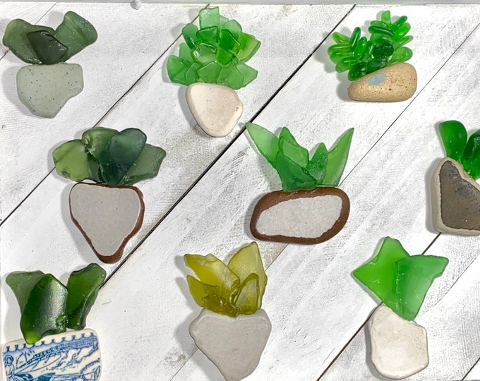 Sea glass plant magnet