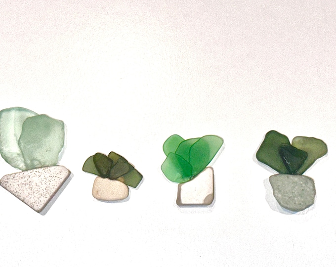 Four Mini Sea glass plant magnets