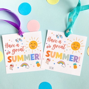 Etiquetas de regalo para el fin de clases, etiquetas imprimibles para el último día de clases, descarga digital, plantilla Canva para niños