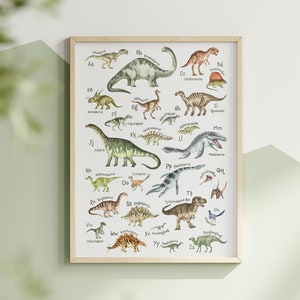 Poster alphabet dinosaure, art mural pour chambre d'enfant, ABC, chambre de garçon pour chambre d'enfant dinosaure, cadeau mignon pour nouvelle maman