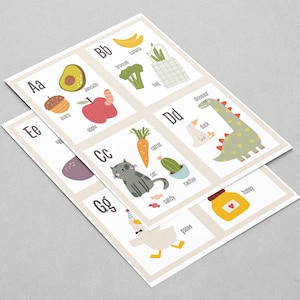 Cartões do alfabeto, Flashcards ABC para impressão, Atividade de aprendizagem pré-escolar para crianças pequenas, Educação domiciliar, Flashcards educacionais, Download digital