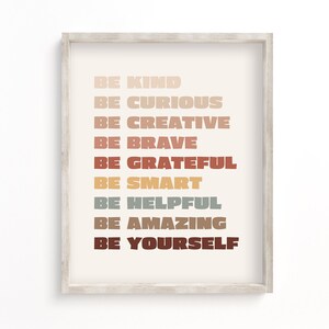 Poster affirmations pour enfants, affirmations positives pour enfants, impression chambre d'enfant bohème, art mural salle de bain pour enfants, arc-en-ciel, ombré