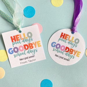 Etiquetas de regalo imprimibles para el último día de clases, etiquetas de regalo para el fin de clases, imprimibles de verano, descarga digital, plantilla de Canva para niños