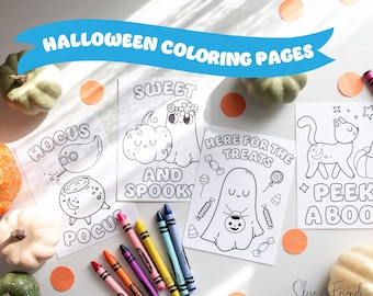 Halloween Coloring Printable, Cute Ghost Coloring Pages, Coloring Card, Boo Basket, Classroom Gifts, Fall Activities Preschool
