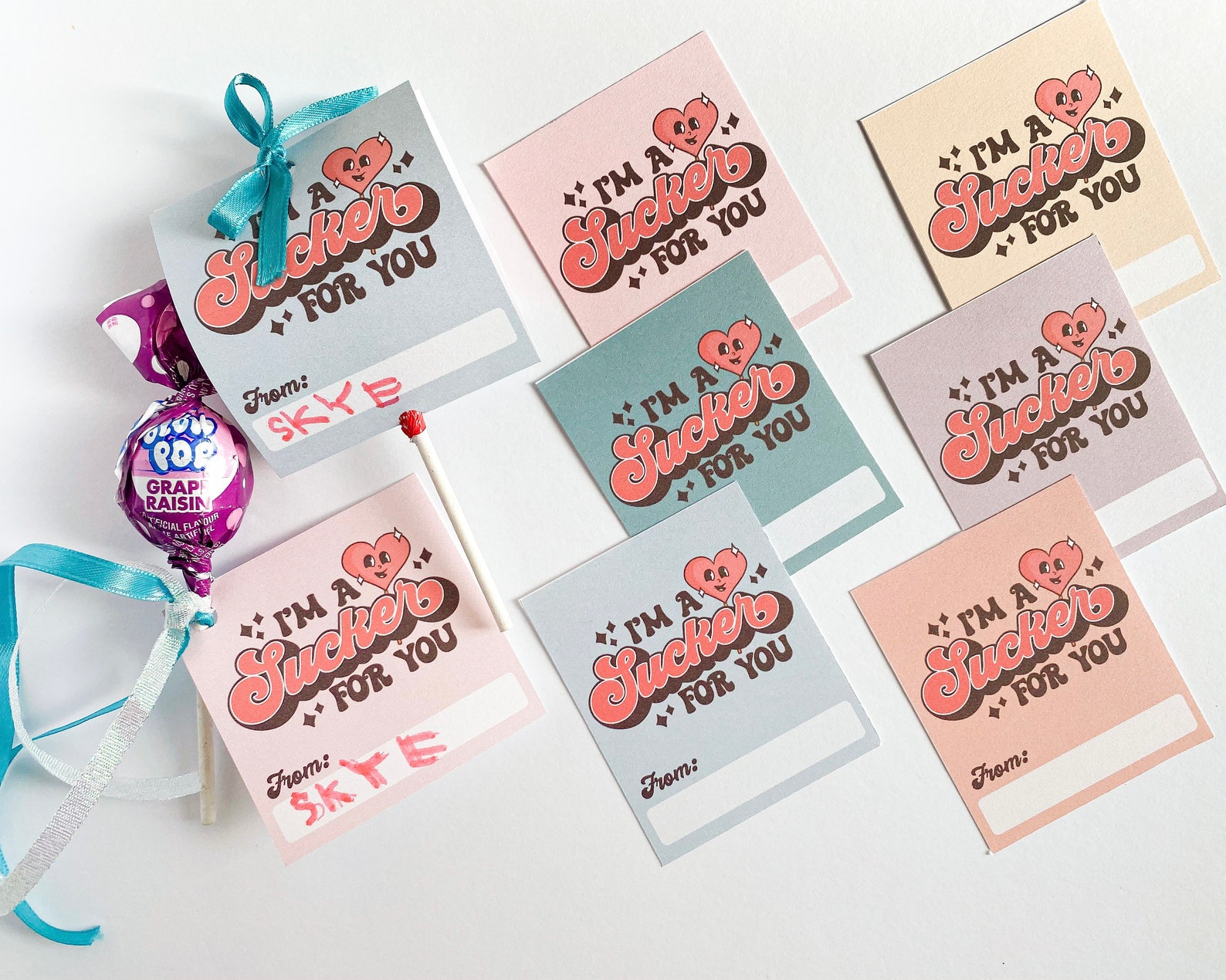 Valentines Printable Lollipop Toddler Valentines Day Digital - Etsy