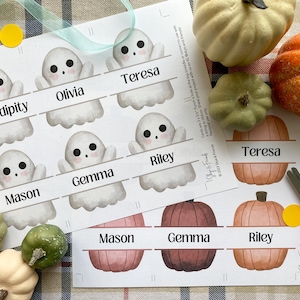 Personalized Name Tag Halloween Bundle, Ghost and Pumpkin Printable, Halloween Tags, Personalized Gift Tag Template, Canva Template Kids
