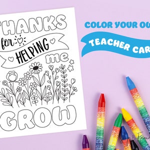Danke fürs Helfen, zu wachsen, Lehrer-Danke, dass Sie druckbar färben, Lehrer-Dankbarkeit druckbar, Geschenk zum Schuljahresende