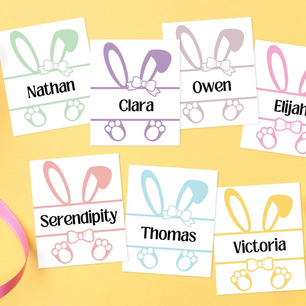 Easter Basket Tag, Easter Name Tag, Easter Bunny Printable, Personalized Gift Tag, Canva Template Kids