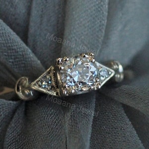 Art Deco Antyczny Vintage Solidny złoty pierścionek zaręczynowy, etyczny europejski pierścionek zaręczynowy z diamentem Sterling Silver pierścionek z cyrkonią sześcienną dla niej