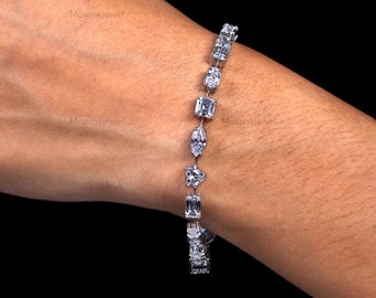 Moissanite Tennis Bracelet: Sterling Silver Bridal Bracelet
