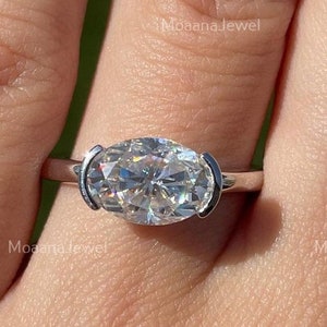 2 CT Oval Moissanite Toi Et Moi Ring | Bezel Set Two-Stone Engagement Ring In 14k Yellow Gold, Promise Ring For Her