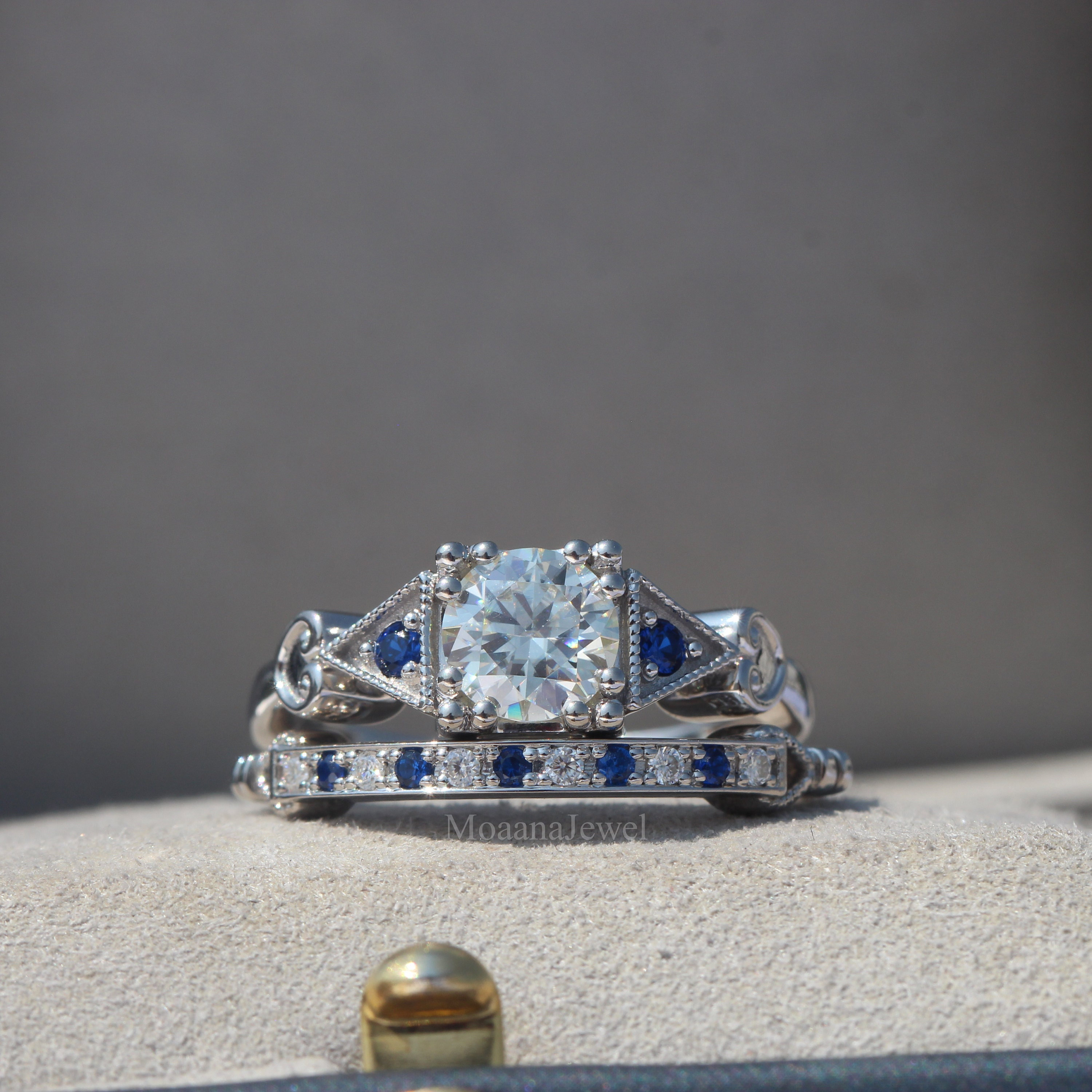 ダイアモンド&ブルーサファイア ハーフエタニティー リング プラチナ PT950 スクエア プレシャスストーン ブルー サファイア ダイヤモンド