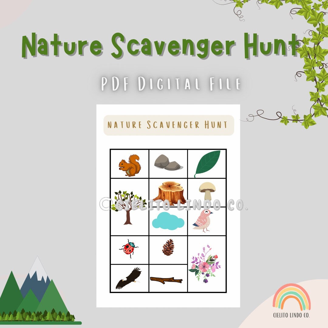 Nature Scavenger Hunt Printable PDF, Montessori Printable, Nature ...