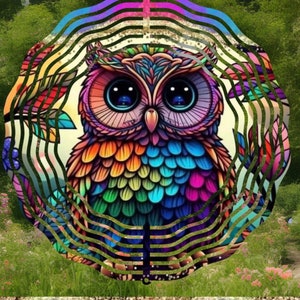 Owl Wind Spinner | Jewel tone 3D Wind Spinner| Garden or Patio Decoration | Gifts