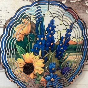 Bluebonnet Wind Spinner | Texas State Flower Wind Spinner| Garden Decoration | 3D Brillant Design | 8 inch or 10" Spinners