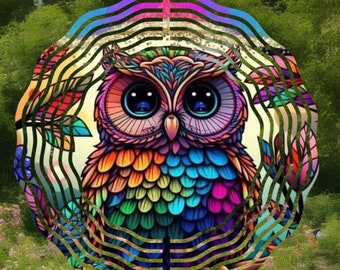 Owl Wind Spinner | Jewel tone 3D Wind Spinner| Garden or Patio Decoration | Gifts