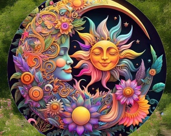 Sun, Moon and Stars Wind Spinner | Circle Spinner| Garden Decoration | Gifts