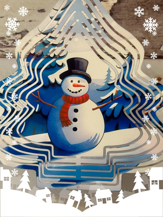 Christmas Tree Shape Wind Spinner Snowman 3D Wind Spinner Garden or Patio  Decoration Great Gift Secret Santa Gift 