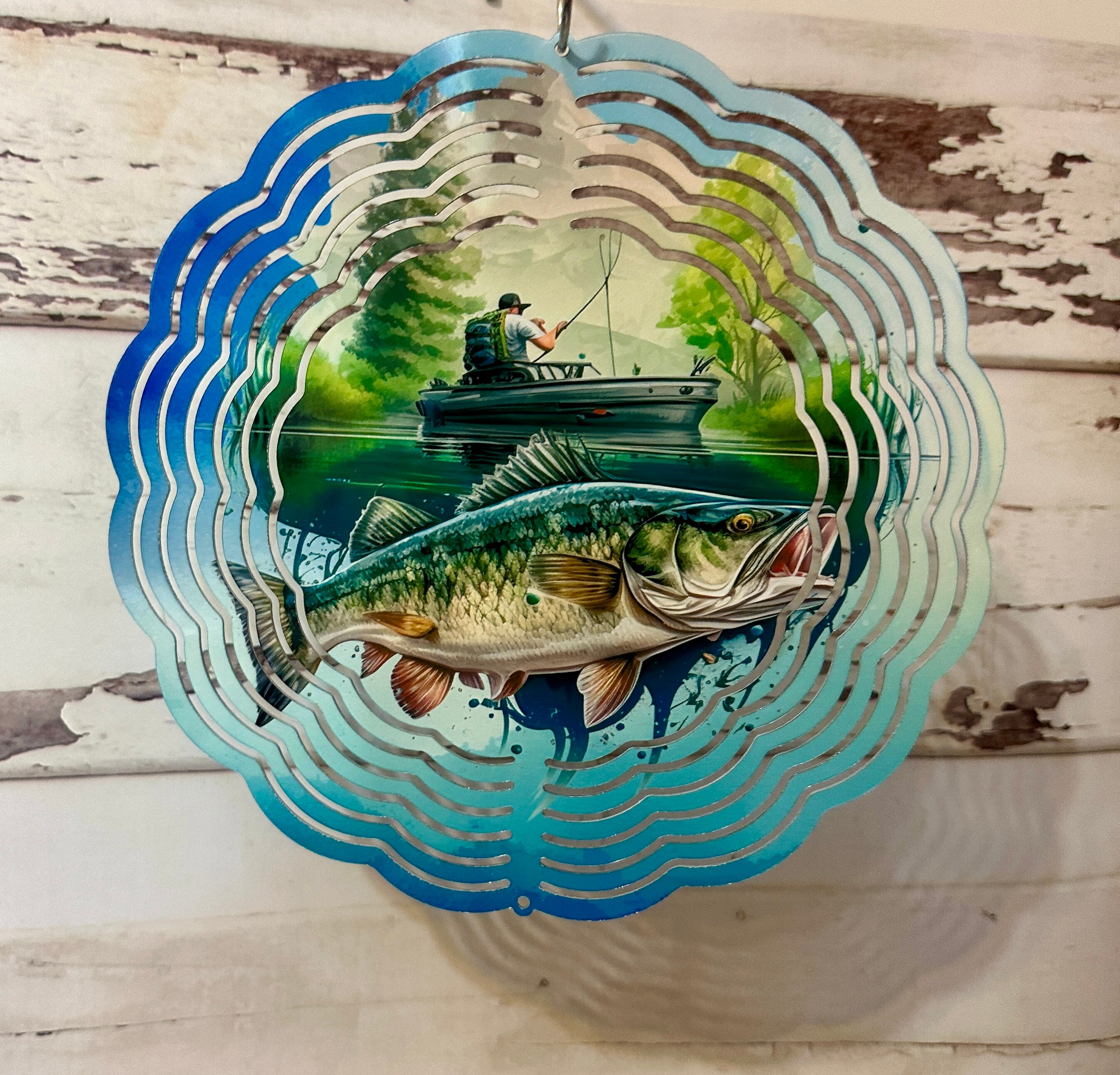 Fishing Wind Spinner Lake Scene Spinner Garden Decoration Lake House