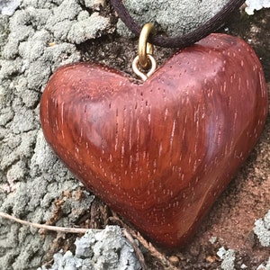 Handmade Padauk Wood Heart Pendant