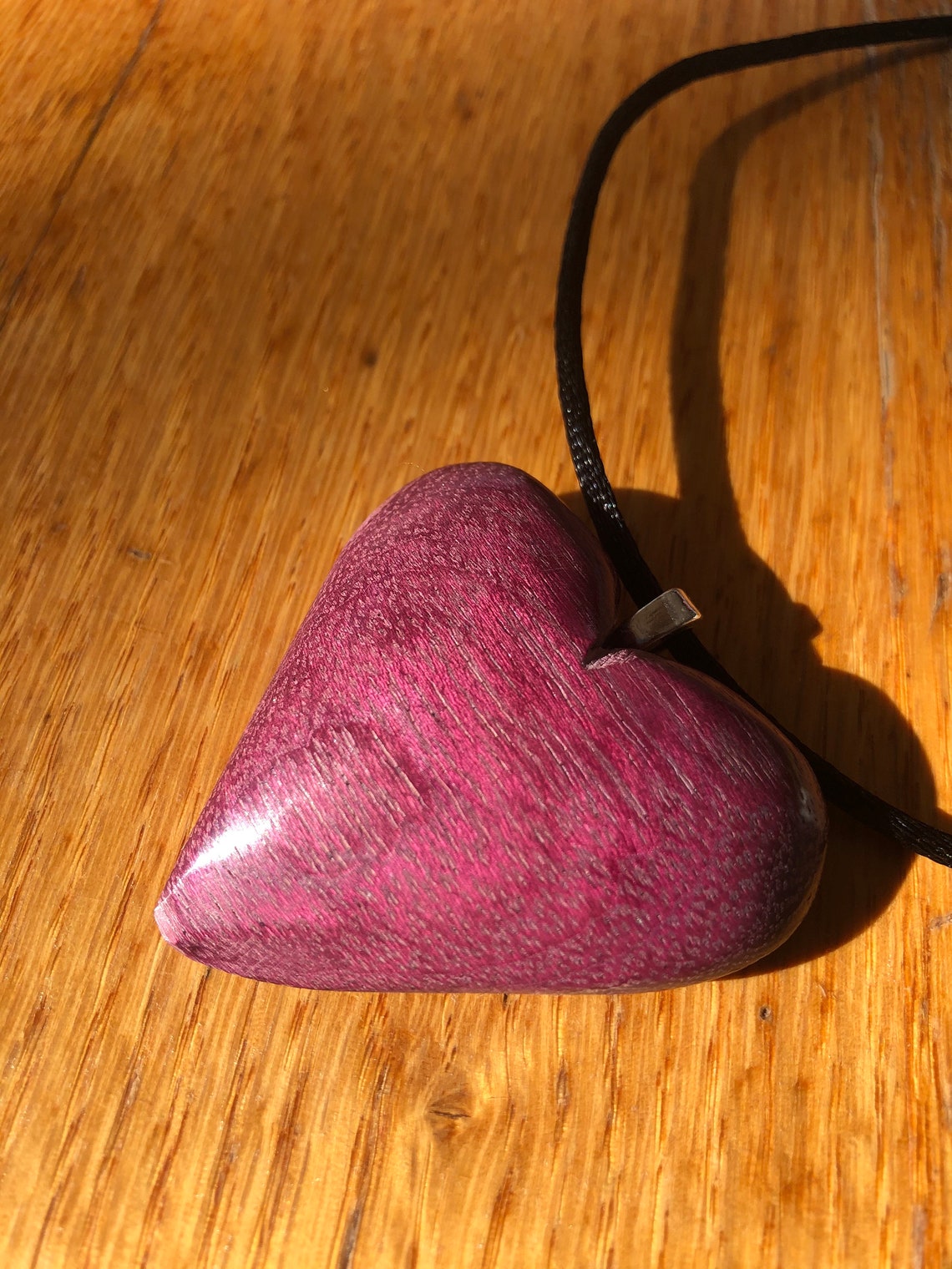 Handmade Purple Heart Wooden Pendant Etsy