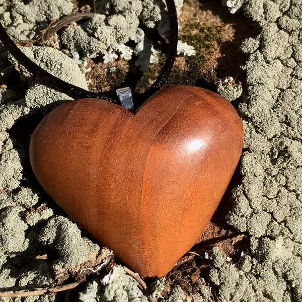 Handmade Cherry Wood Heart Pendant