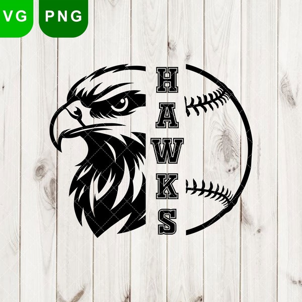 Svg & png Hawks, Hawks svg, svg de baseball Hawks, sports svg école Hawks, svg mascotte Hawks, logo Hawks png fichier numérique coupé, Silhouette Cricut