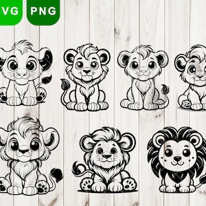 Paquete de León Bebé Svg & PNG, León Bebé Svg PNG, Lindo Bebé León Svg, Imágenes Prediseñadas de animales, Baby shower Niños, León svg Lindo, Bebé León, Safari Animal