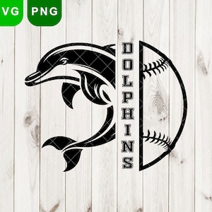 Delfine Baseball svg, Delfine svg & png, Delfin svg, Delfine Schule svg Sport, Delfine Maskottchen svg, Schule Geist svg, Delfine Logo png