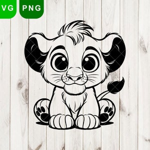 Cucciolo di leone in formato Svg e PNG, Cucciolo di leone carino in formato Svg, Pagina da colorare per bambini, Animale in formato Svg, File di taglio del cucciolo di leone, Safari Jungle Animal Svg carino, Leone in formato Svg, Dolce