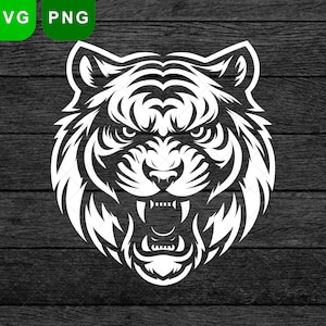 Tiger SVG, Tiger Head PNG, Tiger Face SVG, Tiger Logo, jungle Cat, Big Cat Cricut Silhouette Cut File, Tiger Head Silhouette, Tiger Head