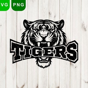 Tigers Svg & PNG, Tiger svg, tigers png, tiger head svg, Tiger Print, Tigers mascot svg, cricut silhouette files, Tigers png, Tigers school