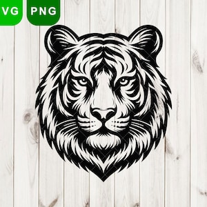 Tiger SVG, Tiger Face SVG, Tiger Head PNG, Tiger Logo, jungle Cat, Big Cat Cricut Silhouette Cut File, Laser cut file, Tiger Head Silhouette