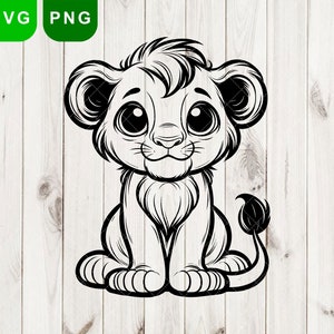 Baby Lion Svg e PNG, Cute Baby Lion Svg, Lion SVG Cute, Animal Svg, Arquivo de corte do bebê Lion, Safari Jungle Animal Svg Cute, Lion Svg, Sweet Baby