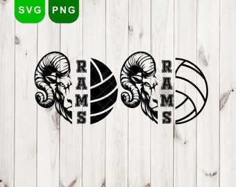 Rams svg & png, Ram svg, Rams Volleyball svg, Rams mascot svg, Rams logo png Digital Cut File, School Pride Svg Cricut and Silhouette sports