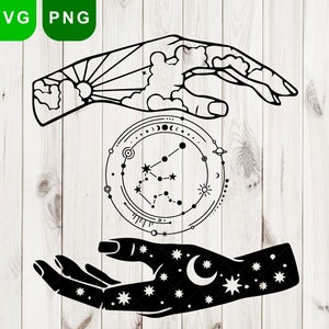 Hand holding SVG, Zodiac svg, zodia cart png svg, Hemelse svg