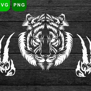 Tiger Head Svg & PNG Files, Tiger Head Silhouette, Tiger Face SVG, Png, Safari Animals Clipart, Tiger Logo, Jungle Cat, Big Cat Cricut