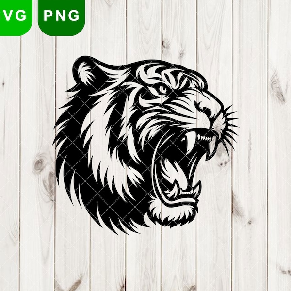Tigers Svg & PNG, Tiger Head svg, Tiger svg, profile tiger head, Tigers mascot svg, Tiger Logo Vector, Cute Tiger Clipart, cricut silhouette