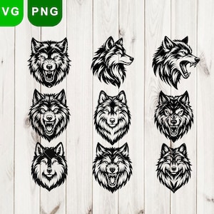 Wolfs bundle svg, Wolf Face SVG File, Wolf Head Predator, Wolf Svg, Wolf Clipart, Mountain Wolf Svg, Wolf Shirt, Wolf Svg, Files for Cricut