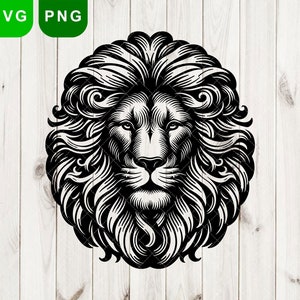 ライオンの顔 SVG、ライオンの頭 SVG、ライオン SVG、Cricut 用ベクターカット ファイル、ライオンの頭 SVG、ライオン SVG、ライオン キング SVG、レオ SVG、ライオンの顔のシルエット
