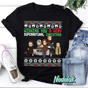 Wishing You A Very Supernatural Christmas T-Shirt, Supernatural Winchesters Shirt, Winchester Brothers Shirt, Christmas Shirt