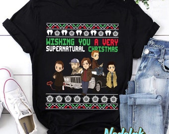 Wishing You A Very Supernatural Christmas T-Shirt, Supernatural Winchesters Shirt, Winchester Brothers Shirt, Christmas Shirt