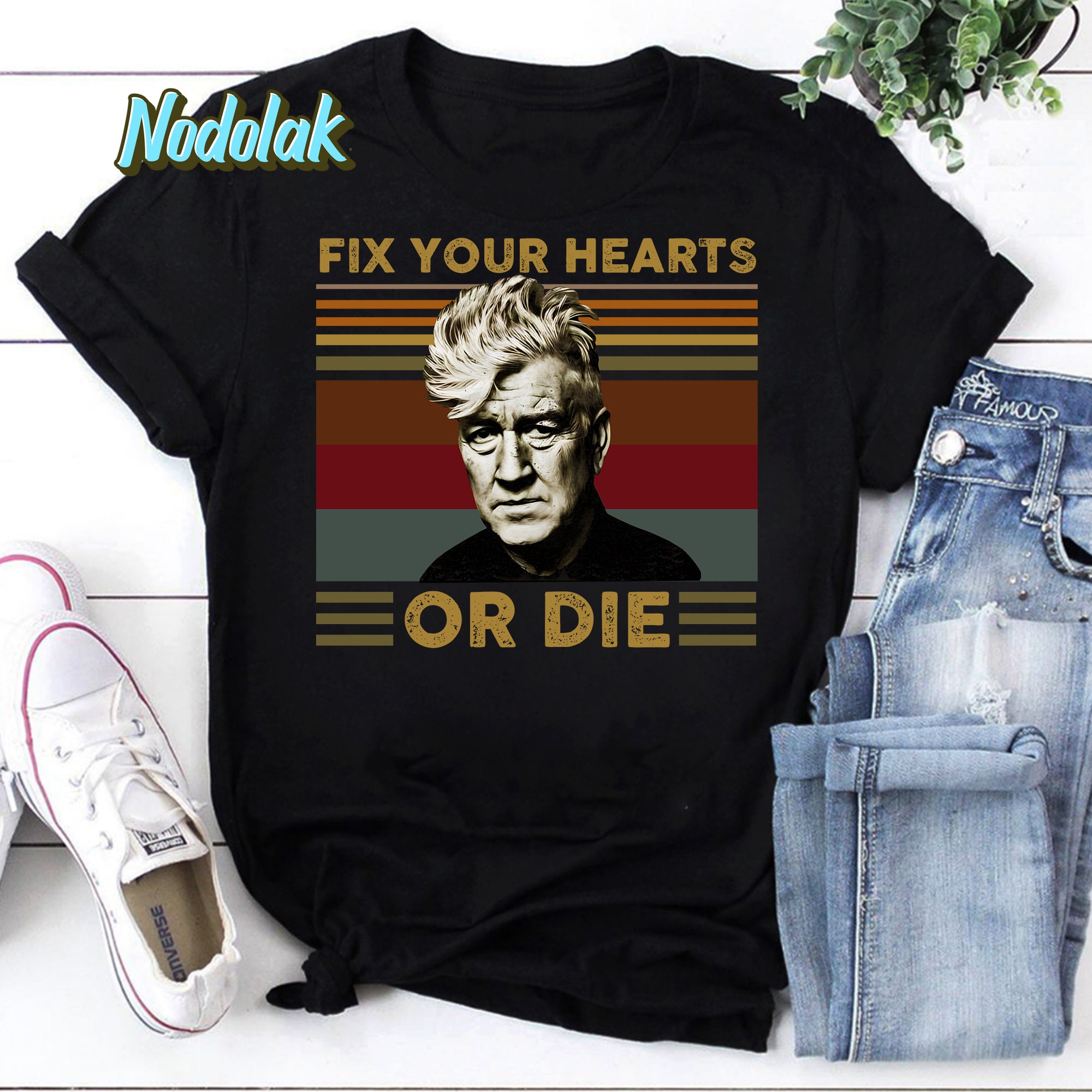 T-shirt David Lynch Manches Courtes Coton - Noir, Taille Régulière Homme, Neuf Avec étiquettes
