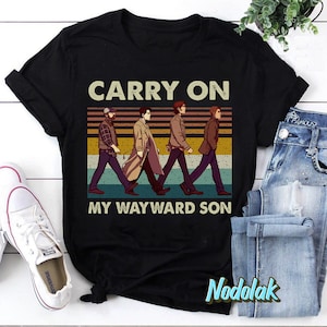 Supernatural Carry On My Wayward Son Vintage T-Shirt, Abbey Road Shirt, Supernatural Shirt, Winchester Shirt