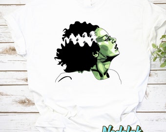 Película novia de Frankenstein personaje Vintage ilustración camiseta, camisa de Halloween, camisa de Morticia Addams, la camisa de Addams